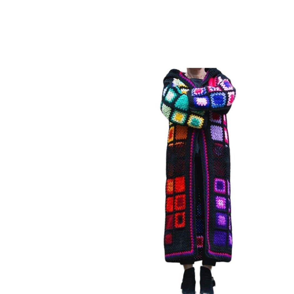 Hand crotched sweater coat cardigan - Picture 2 of 3